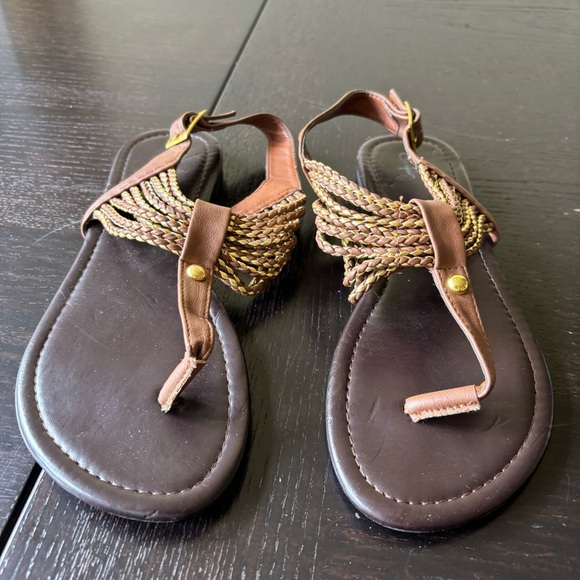 Curfew women’s 10 Roman brow leather strappy sandal thong - Picture 1 of 9